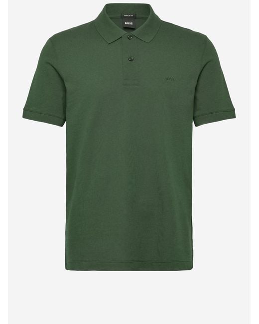 Boss Green Cotton Polo Shirt With Logo for men