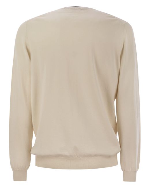 Fay Natural Cotton Crew Neck Jumper for men
