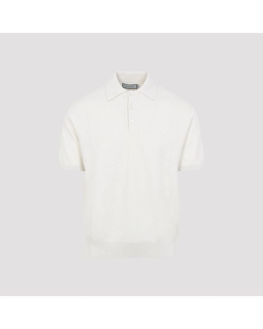 Canali White Cotton Polo