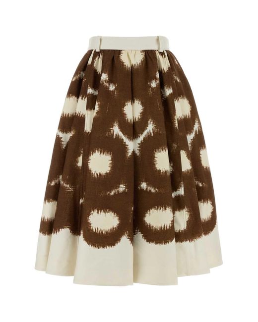 Prada Brown Printed Cotton Skirt