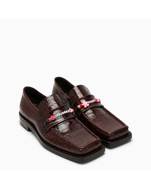 Martine Rose Brown Crocodile-Effect Moccasin With Beads for men