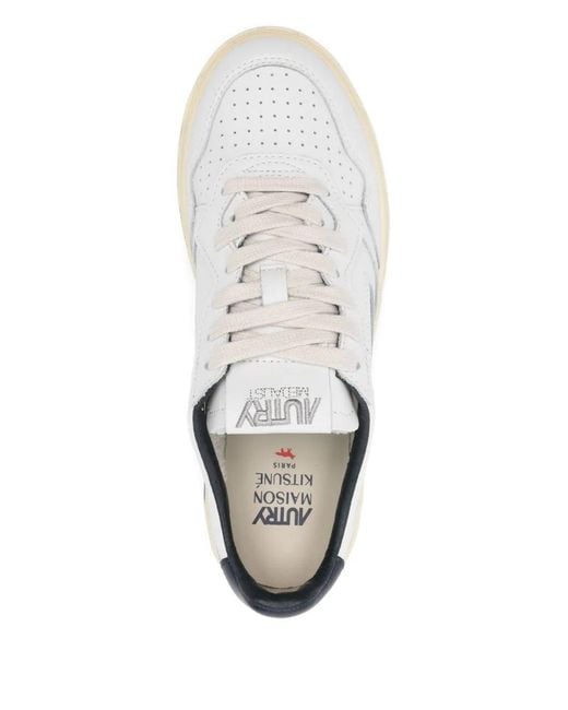 Autry X Maison Kitsune White Leather Sneakers
