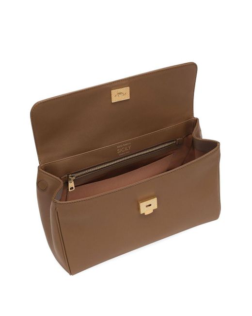 Dolce & Gabbana Brown Sicily Soft Leather Handbag
