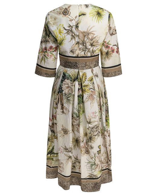 Elie Saab White Printed Cotton Midi Dress Foulard40