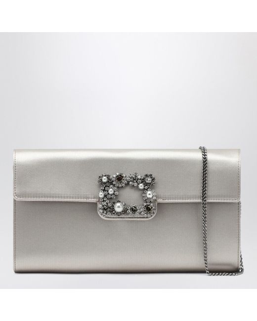 Roger Vivier Gray Pearl Clutch Bag With Buckle