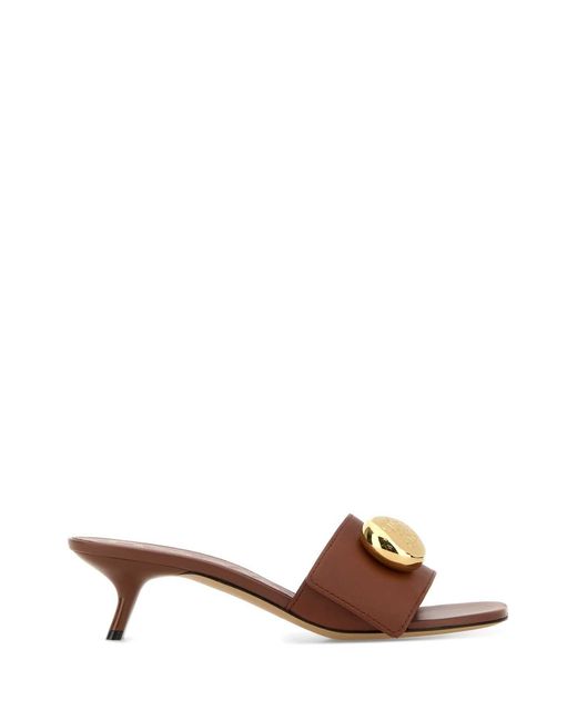 Loewe Brown Caramel Leather Pebble Mules