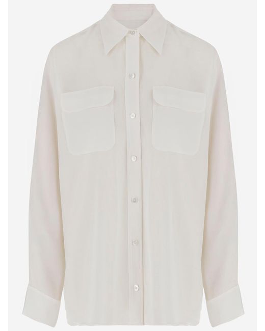 Camicia Di Seta Firma Dell'Attrezzatura di Equipment in White