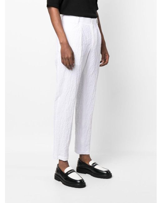Emporio Armani White Cotton Chino Trousers for men