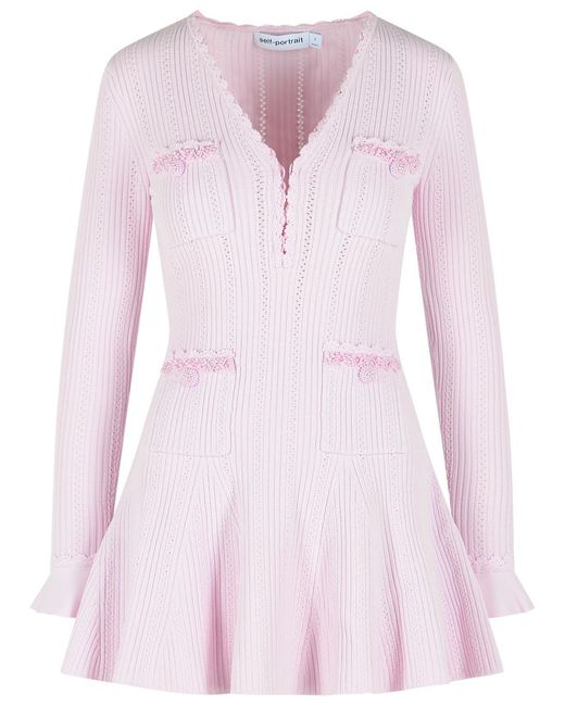 Self-Portrait Pink Self Portrait Viscose Blend Mini Dress