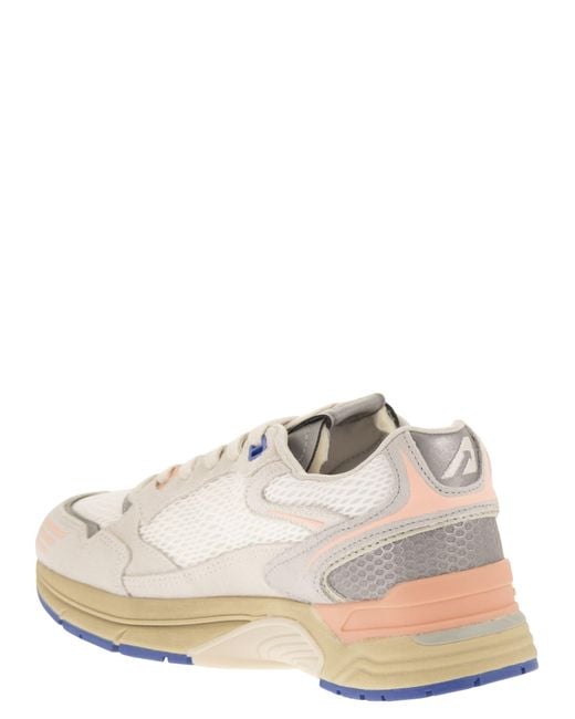 Autry White Hyperway Low Mesh/Suede Wht/Peach Pnk