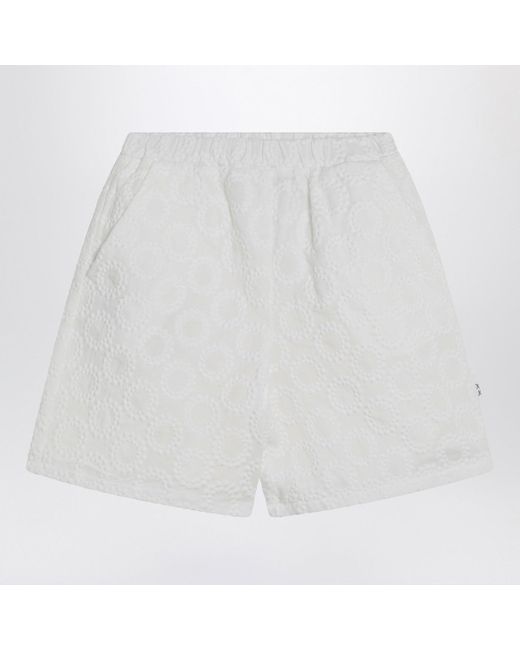 Douuod White Cotton Shorts