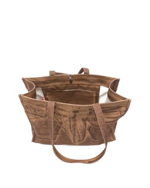 Acne Brown Logo Tote Bag