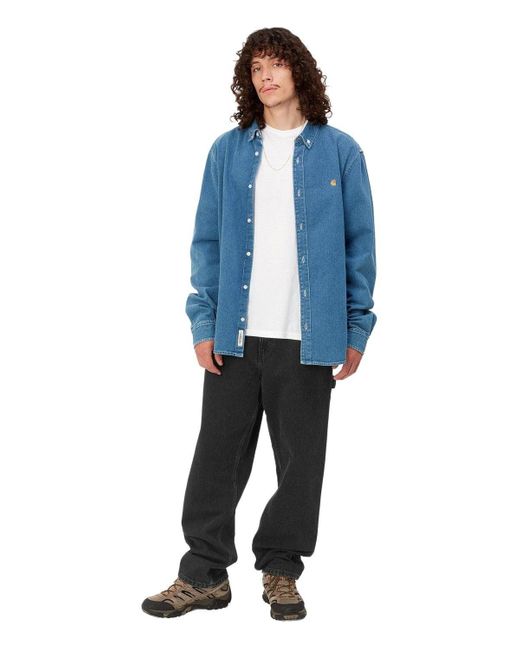 Carhartt Black Single Knee Stone Washed Jeans for men