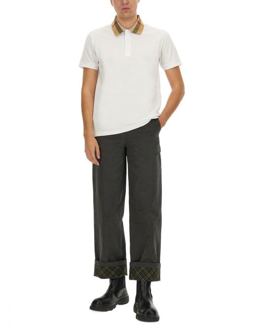 Burberry White Cotton Pique Polo for men