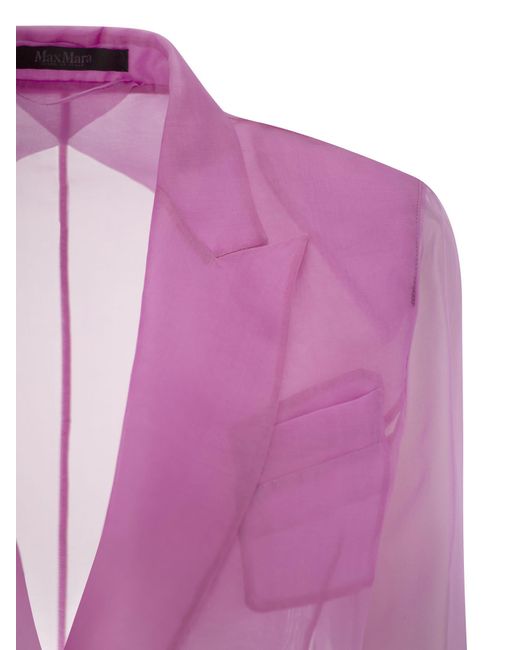 Max Mara Negra Silk Organza Double Breasted Blazer in het Pink