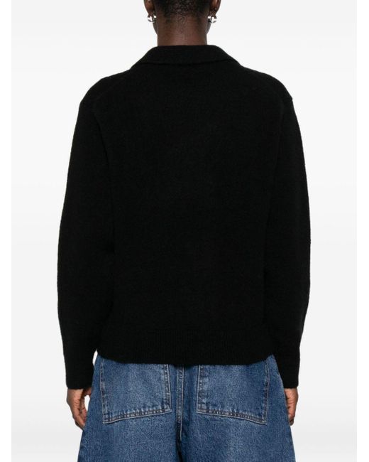 DUNST Black Wool Blend Polo Sweater