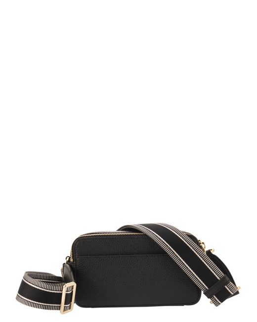 Michael Kors Black Jet Set Small Chamber Bag In Grained Leather With Double Zip