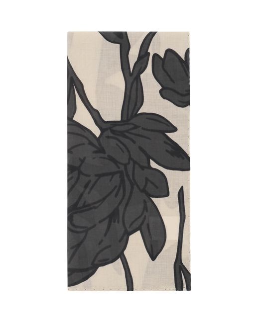 Foulard Flower Print di Brunello Cucinelli in Black