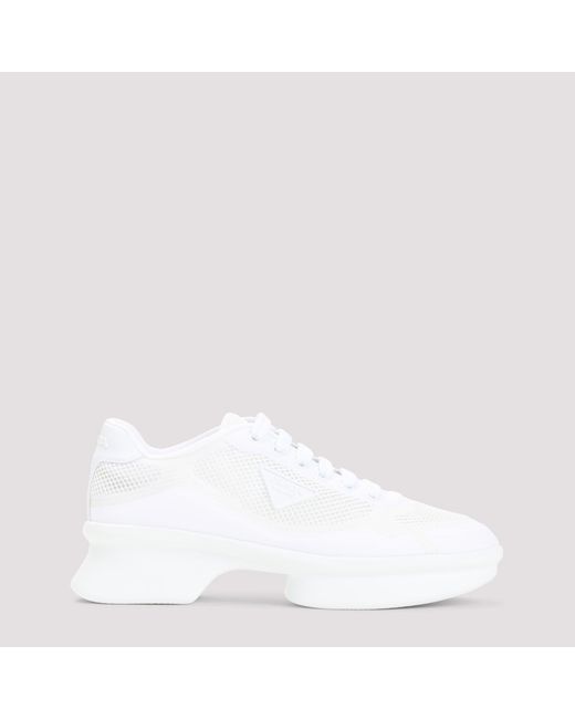 Prada White Mesh Sneakers Textile