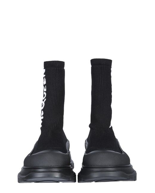 McQueen Blue Mcqueen Graffiti Knit Tread Slick Boot for men