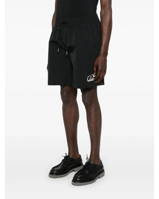 Arte' Black Logo Birds Shorts for men