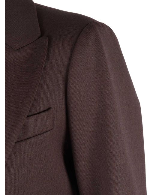 P.A.R.O.S.H. Brown Tailored Blazer With Structured Shoulders