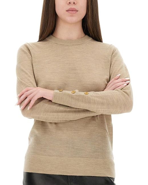 MICHAEL Michael Kors Michael Door Michael Kors Merino Wool Sweater in het Natural