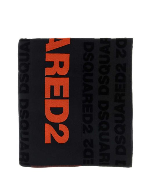 DSquared² Black Dsquared Cotton Beach Towel