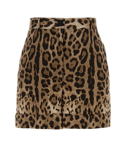 Dolce & Gabbana Brown Printed Poplin Shorts