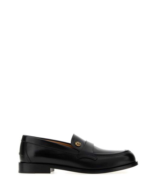 Versace Black Leather Loafers