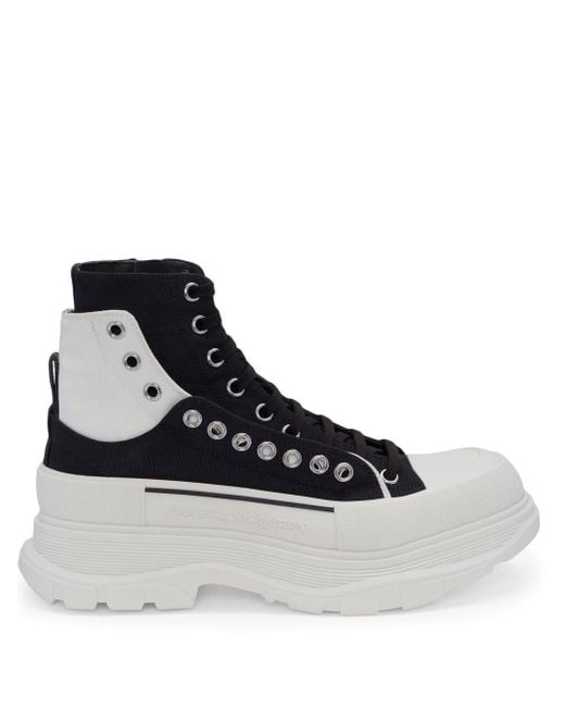 McQueen Black Tread Slick Ankle Boots for men