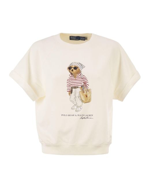 Polo Ralph Lauren White Lightweight Sweatshirt With Polo Bear Print