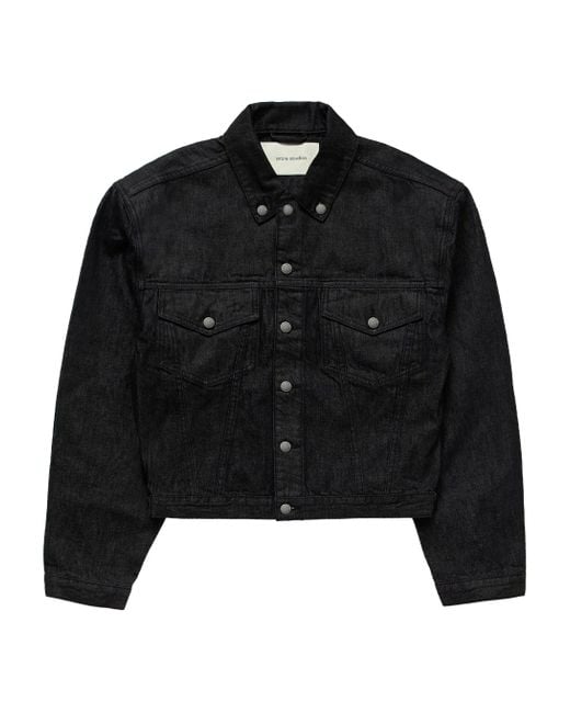 Entire studios Black Shrunken Denim Jacket Raw