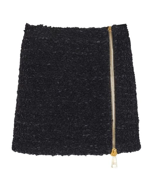 Balmain Black Tweed Mini Skirt