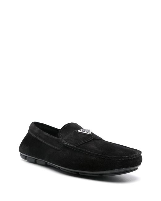 Prada Black Logo-Plaque Loafers for men
