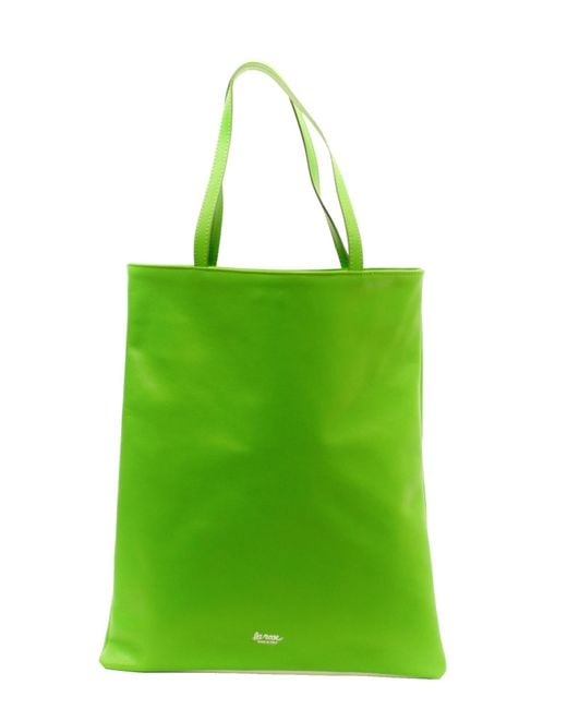 LA ROSE Green Leather Tote Bag Lime