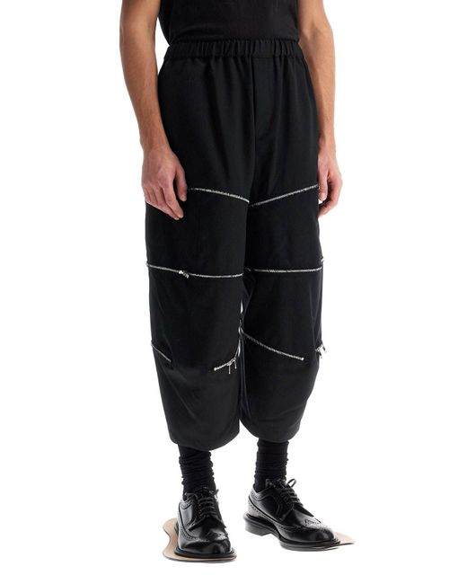 Comme des Garçons Black Comme Des Garcons Cropped Pants With Zip Openings for men