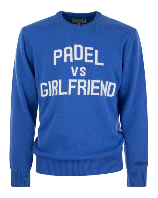 Padel vs petite amie en laine et cachemire à cachemire Mc2 Saint Barth en coloris Blue