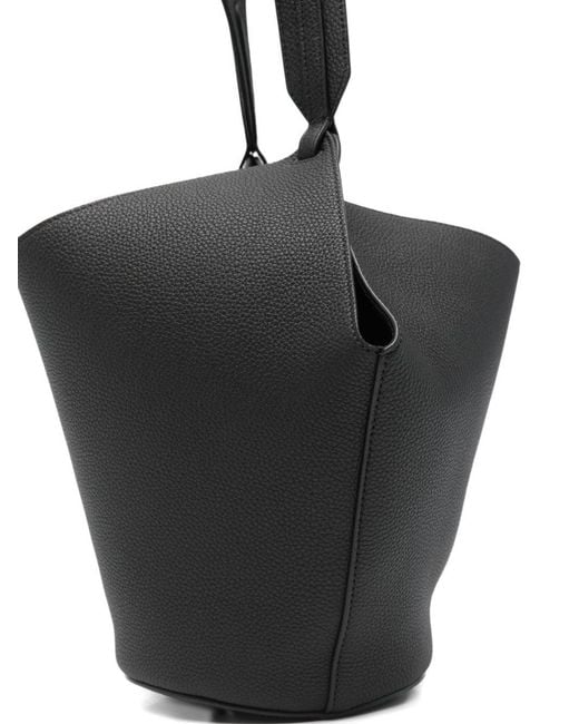 Khaite Black Lotus Mini Leather Bucket Bag