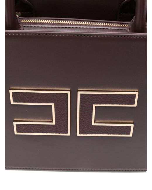 Elisabetta Franchi Brown Small Logo-Embossed Tote Bag