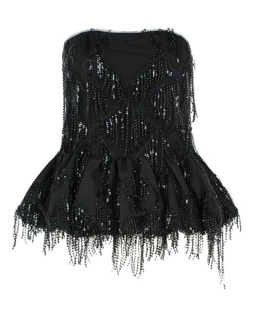 ROTATE BIRGER CHRISTENSEN Black Drehen Sie 'Dorla' schwarzes Polyesteroberteil