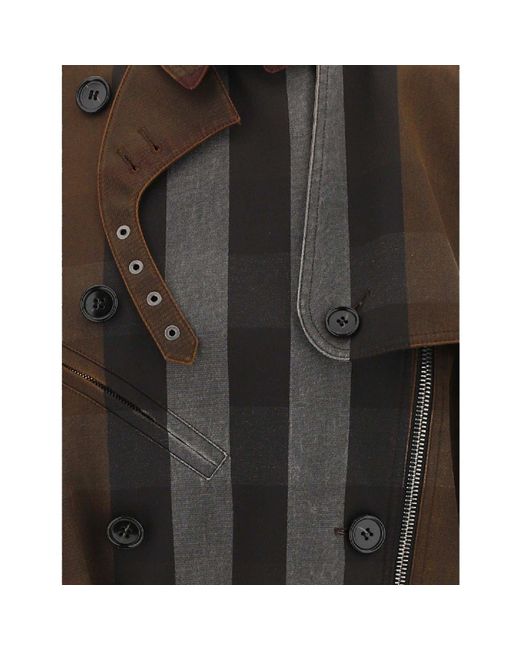 Burberry Brown Belted Double-breasted Checked Gabardine Biker Jacket