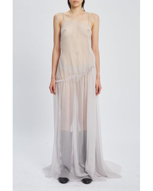Ann Demeulemeester Gray Neta Long Deconstructed Dress With Asymmetric Back