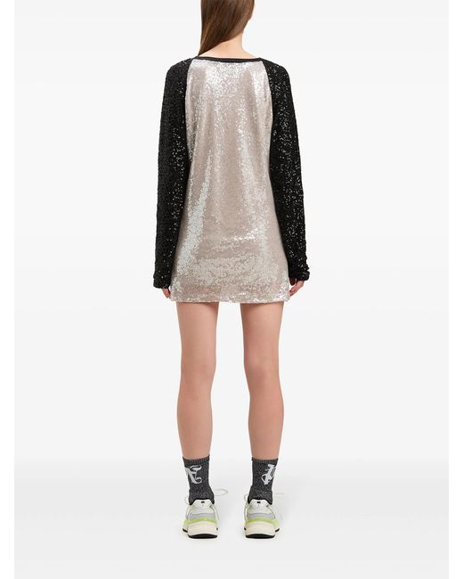 Palm Angels Black College Palm Sequin Mini Dress