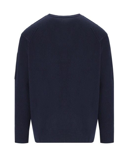 C P Company Blue Grs Total Eclipse Crewneck Jumper