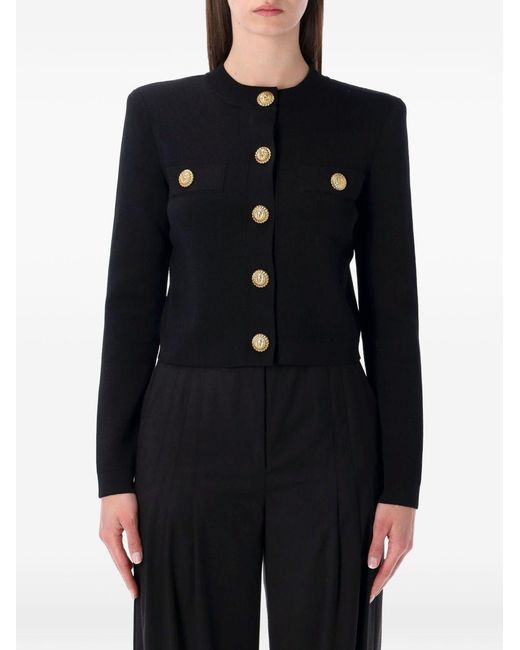Balmain Black Buttoned Crewneck Cardigan
