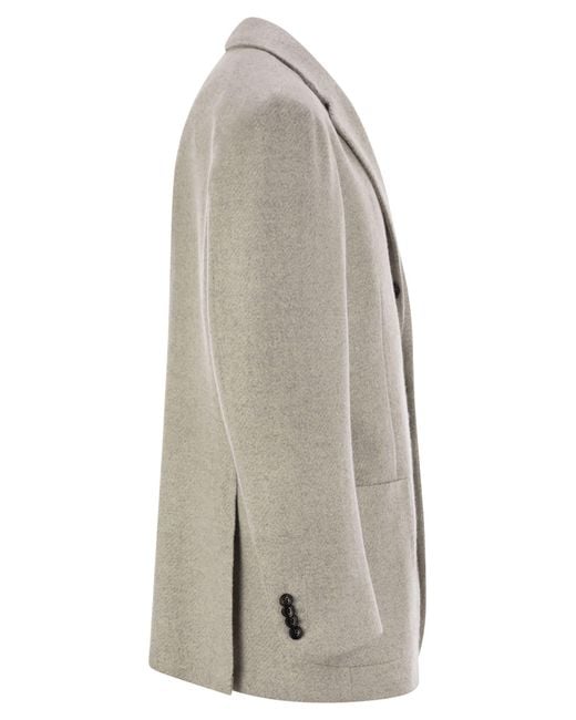 Kiton Gray Single-Breasted Cashmere Jacket for men