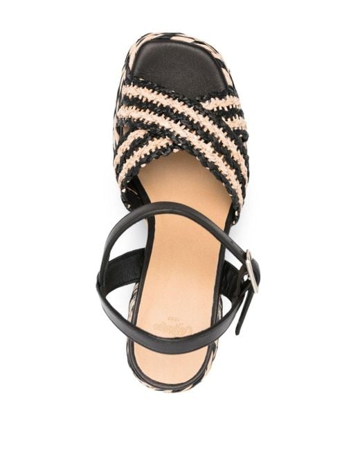 Castaner Metallic Vicen Raffia Heel Sandals