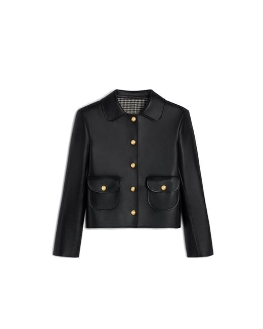 Céline Black Claudine Collar Leather Jacket