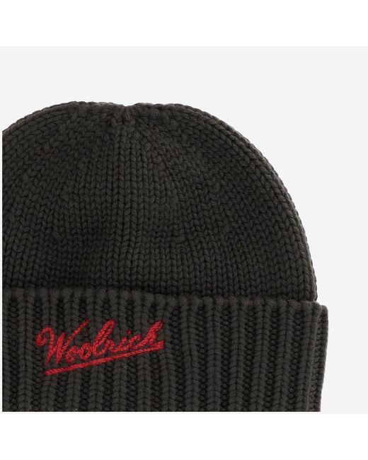 Woolrich Woll Mütze mit Logo in Black für Herren